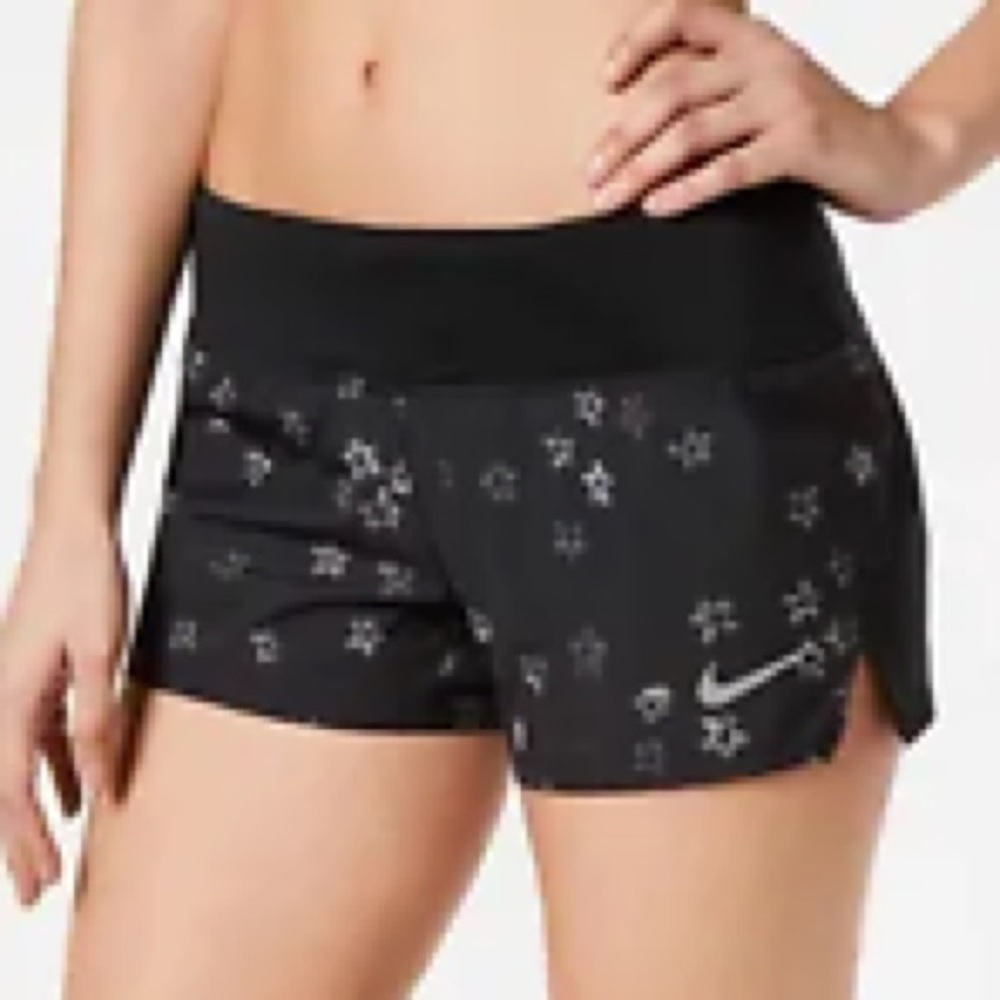 NIKE Dri-FIT Black Printed 2-in-1 Running Shorts Women’s Medium Athletic Lined